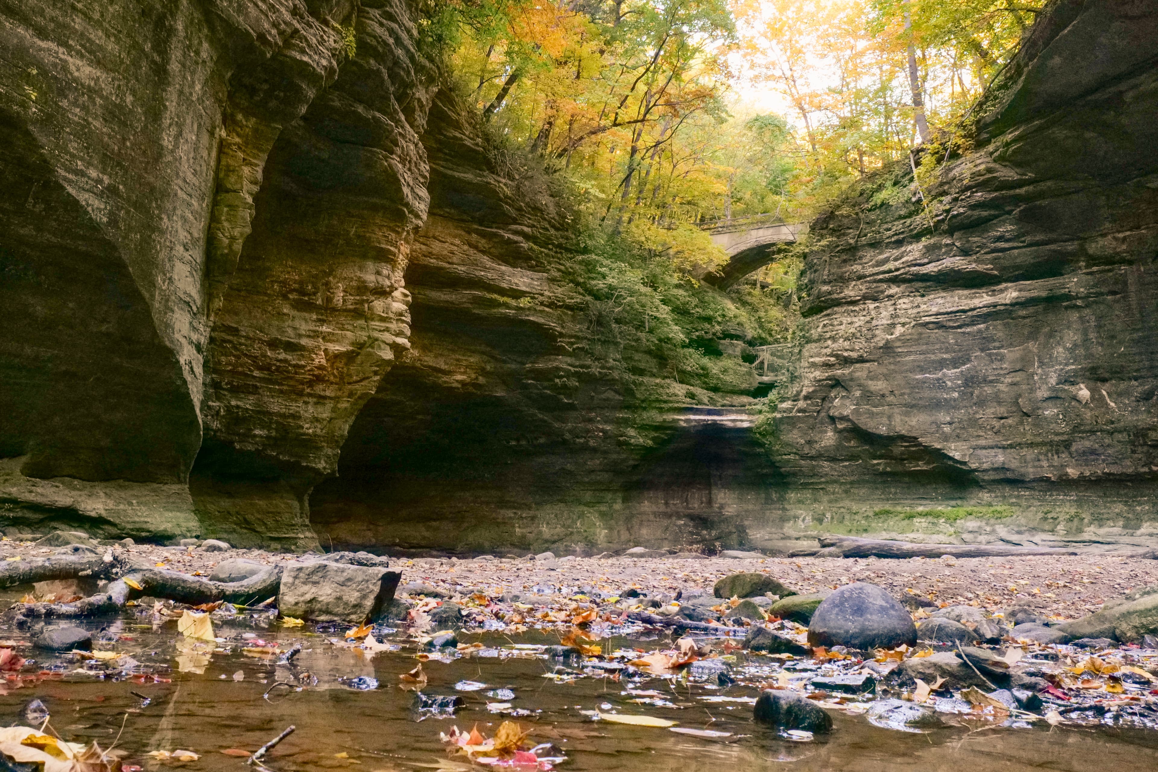 Canyon and Cascade Falls at Matthiessen State Park, Illinois, in autumn